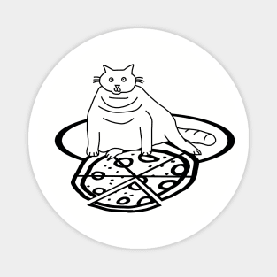 Cute Cat and Pizza Outline Magnet